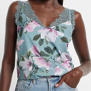 Express Workplace Siren Fairycore satin lace strap downtown floral cami XL